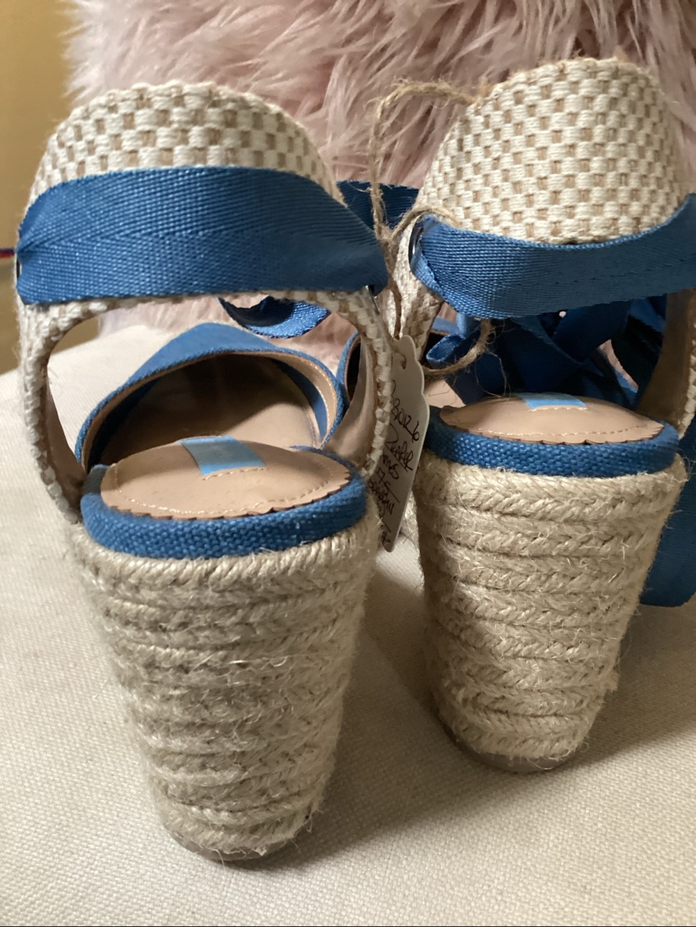 Draper James Denim Blue Espadrille Wedge Sandals with Ankle Ties - Picture 5 of 6